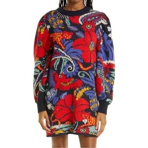 Farm Rio Blue Vintage Forest Sweater Dress M